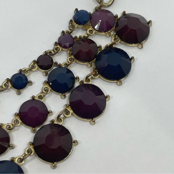3 tier bold navy and burgundy necklace - Picture 8 of 8